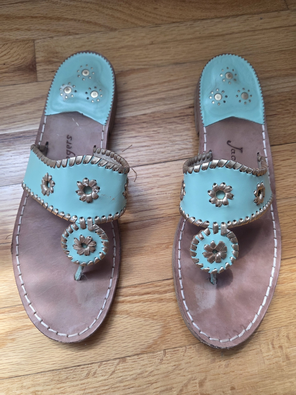 Women’s Turquoise Leather Toe-Ring Sandals